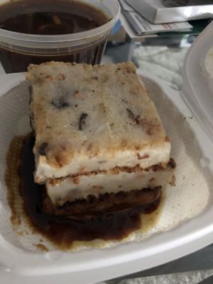Turnip cake vegan  at Bodhi Kosher Vegetarian Restaurant in New York City