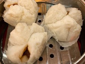 Cha Shui [sic] Bao (Steamed Veg Meat Bun) at Bodhi Kosher Vegetarian Restaurant in New York City
