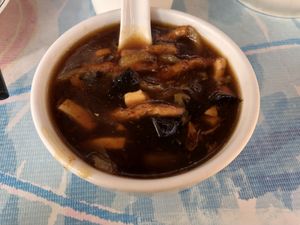 酸辣湯 hot and sour soup at Bodhi Kosher Vegetarian Restaurant in New York City