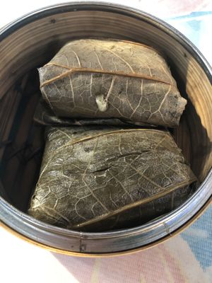 素珍珠糯米sticky rice wrapped in bamboo leaves at Bodhi Kosher Vegetarian Restaurant in New York City