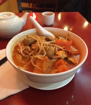 Malaysian style Laksa   at Bodhi Kosher Vegetarian Restaurant in New York City