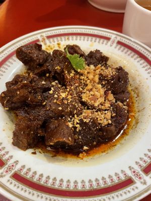 Sichuan “beef"  at Bodhi Kosher Vegetarian Restaurant in New York City