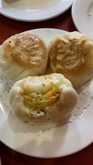 Pan fried dumplings  at Bodhi Kosher Vegetarian Restaurant in New York City