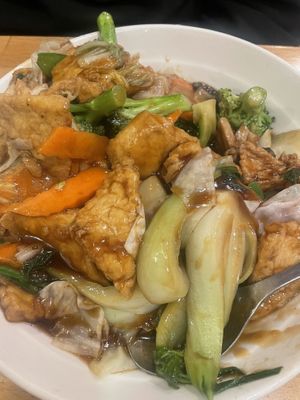 Tofu and mixed veggies  at Bodhi Kosher Vegetarian Restaurant in New York City