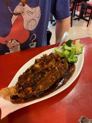 Black bean "Fish" at Bodhi Kosher Vegetarian Restaurant in New York City