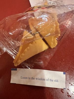 Fortune cookie!   at Bodhi Kosher Vegetarian Restaurant in New York City