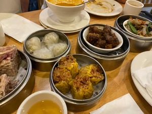 The vegan dim sum spread at Bodhi Kosher Vegetarian Restaurant in New York City