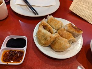 Pan fried dumplings at Bodhi Kosher Vegetarian Restaurant in New York City
