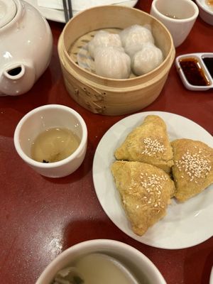 Steamed “shrimp” and meat filled (A MUST! It’s in this soft dough just wow)  #Veganuary at Bodhi Kosher Vegetarian Restaurant in New York City