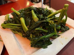 chinese broccoli  at Bodhi Kosher Vegetarian Restaurant in New York City