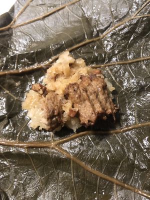 Buddha bodai vegan sticky rice lotus leaves   at Bodhi Kosher Vegetarian Restaurant in New York City