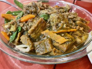 Yuba in cedar sauce  at Bodhi Kosher Vegetarian Restaurant in New York City