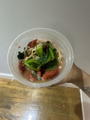 bbq pork noodle soupp  at Bodhi Kosher Vegetarian Restaurant in New York City