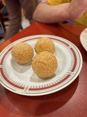 Sweet sticky rice sesame balls  at Bodhi Kosher Vegetarian Restaurant in New York City