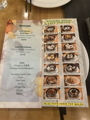 Dim sum menu  at Bodhi Kosher Vegetarian Restaurant in New York City