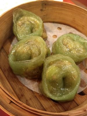 Green dumplings at Bodhi Kosher Vegetarian Restaurant in New York City