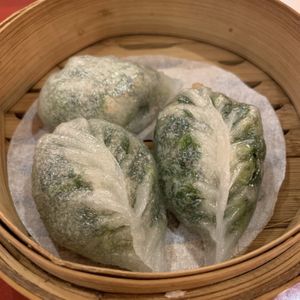 Pea leaf dim sum  at Bodhi Kosher Vegetarian Restaurant in New York City