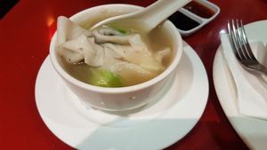 Wonton soup at Bodhi Kosher Vegetarian Restaurant in New York City