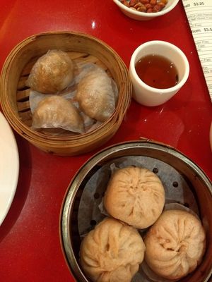 Taro steamed dumpling and vegetable wholewheat at Bodhi Kosher Vegetarian Restaurant in New York City