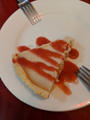 Tofu cheesecake at Bodhi Kosher Vegetarian Restaurant in New York City