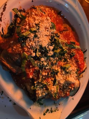 Eggplant rollatini on spaghetti squash.   at The Top in Gainesville