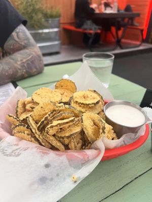 Deep fried dill pickle with ranch 🔥  at The Top in Gainesville