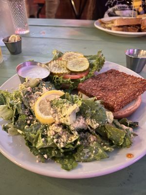 Buffalo tempeh, I’m not a fan of tempeh but it was good, side of Cesar salad    at The Top in Gainesville