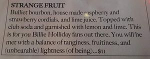 Description on menu of their cocktail ‘Strange Fruit’ at The Top in Gainesville