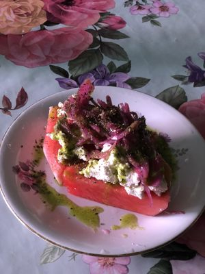 watermelon with creme cheese  at Alaska Bar in Berlin