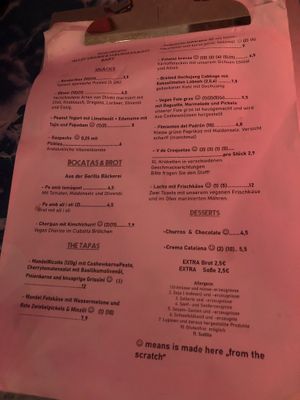 Menu   at Alaska Bar in Berlin