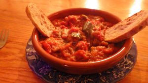 Roasted aubergine and tomato at Alaska Bar in Berlin