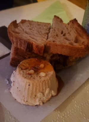 Smooked almond cheese at Alaska Bar in Berlin