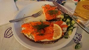 smoked "salmon" and cream cashew cheese on toast... Wow! at Alaska Bar in Berlin