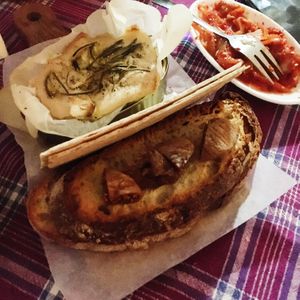 Vegan cheese and kimchi at Alaska Bar in Berlin