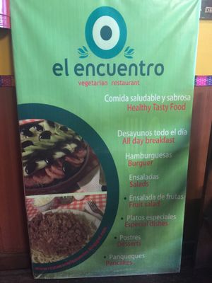 Banner with key menu items at El Encuentro - Sta Catalina Ancha in Cusco