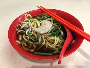 Vegetarian prawn mee at 3 Treasures 三寶齋 - AMK in Northeast Singapore