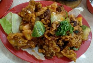 酸甜鮑魚菇 at 3 Treasures 三寶齋 - AMK in Northeast Singapore