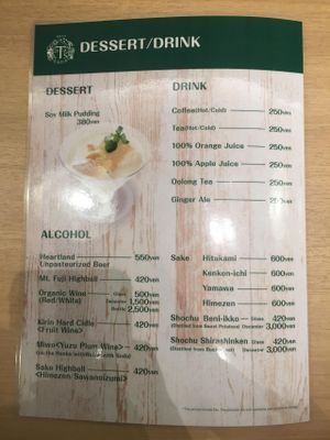 Back of menu.  at T's Tan Tan in Sendai