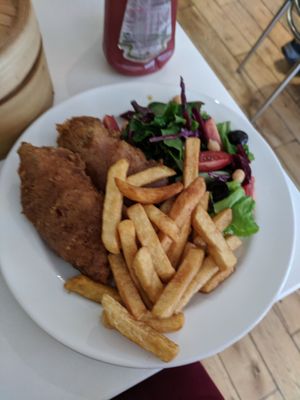 Fish and chips at Loving Hut - North Laine in Brighton