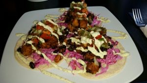 Sweet Potato Tacos (soft) at Mesa Cafe in San Pedro