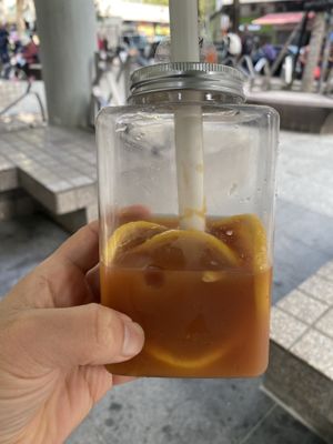 Freshly made lemon tea  at One Vegan Shop in New Territories