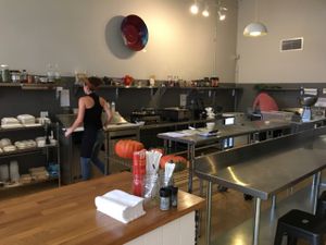 Open kitchen concept- immaculate at Pulp + Sprout Juice Bar and Vegan Cafe in Asheville