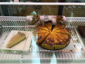 Raw pumpkin pie spice cake - really YUM! at Pulp + Sprout Juice Bar and Vegan Cafe in Asheville