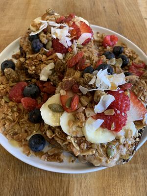 Almond butter toast at Pulp + Sprout Juice Bar and Vegan Cafe in Asheville