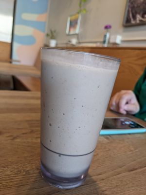 Peanut butter espresso smoothie at Pulp + Sprout Juice Bar and Vegan Cafe in Asheville
