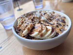 Espresso, bananas and peanut butter in a bowl. I’ve died and gone to heaven    at Pulp + Sprout Juice Bar and Vegan Cafe in Asheville
