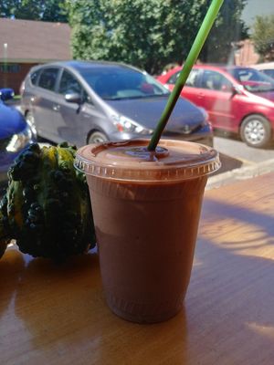 $7.95 Chocolate Bliss Smoothie: Really delicious and healthy. We'd get again. at Pulp + Sprout Juice Bar and Vegan Cafe in Asheville