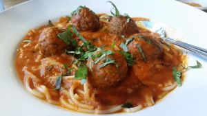delicious spaghetti and meatballs at VegeNation in Las Vegas