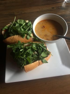 popup Zucchini Parm Sub with Corn Chowder at VegeNation in Las Vegas