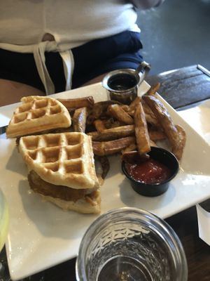 Vegan chicken and waffles  at VegeNation in Las Vegas
